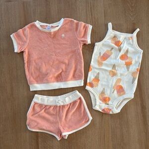 Carter's Three Piece Terrycloth Ice Cream Outfit Set